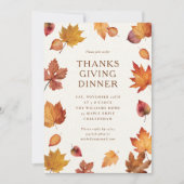 Watercolor Fall Leaves Thanksgiving Dinner Kaart (Voorkant)