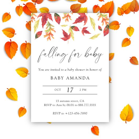 Watercolor Falling voor babyshower Kaart