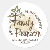 Watercolor Familie Reünie Script Boomnaam Ronde Sticker (Voorkant)