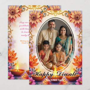 Watercolor Familie Straling Diwali Wenskaart Kaart