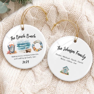 Watercolor Familie Strand Trip Groep Keramisch Ornament