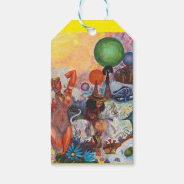 Watercolor Fantasie Eros rijdt op witte Leeuwin Vr Cadeaulabel