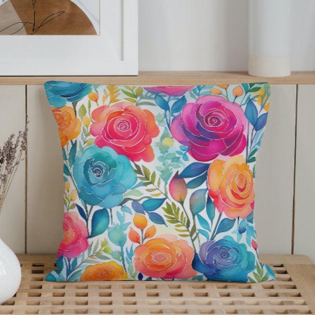 Watercolor Fantasie Rozen Kussen (Creator heeft geüpload)