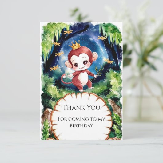 Watercolor Fantastische Apen Verjaardag Bedankkaart (Staand voorkant)