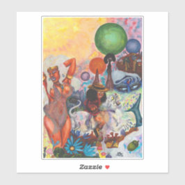 Watercolor Fantasy Eros rides white Lioness Woman Sticker