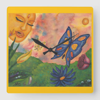 watercolor fantasy illustration woman goddess life vierkante klok