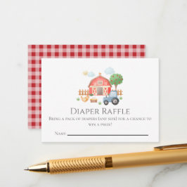 Watercolor Farm Animals Baby Shower Diaper Raffle Informatiekaartje