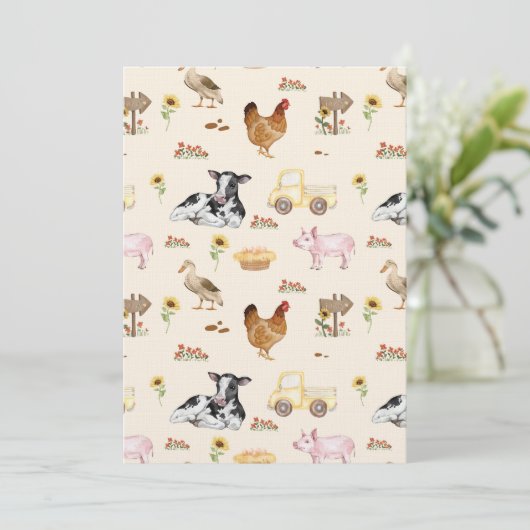 Watercolor Farm Scene Seamless Pattern Kaart (Staand voorkant)