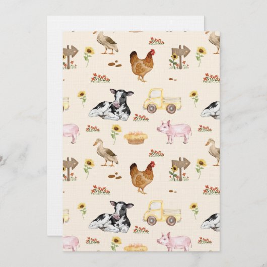 Watercolor Farm Scene Seamless Pattern Kaart (Voorkant / Achterkant)