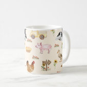 Watercolor Farm Scene Seamless Pattern Koffiemok (Voorkant rechts)