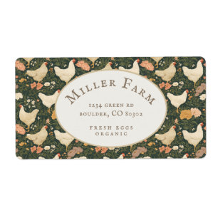Watercolor Farm Vintage Patroon Eierkartonnen Labe Etiket