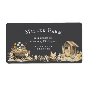 Watercolor Farm Vintage Script Eierkartonnen Label