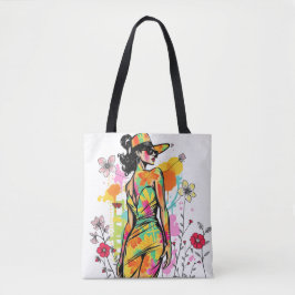 Watercolor Fashionista - Chic Zomer Bloemrijke Pop Tote Bag