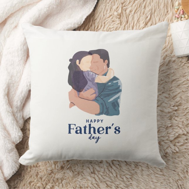 Watercolor Father Daughter Embrace Illustration Kussen (Deken)