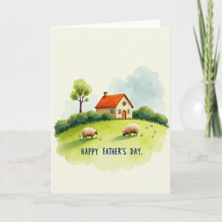 Watercolor Fathers Day House Card Kaart