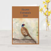 Watercolor Fazant Vaderdag Kaart (Gele Bloem)