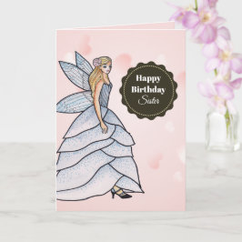Watercolor feeënprinses witte grijze bloemblaadjes kaart