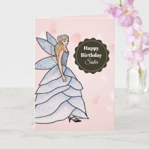 Watercolor feeënprinses witte grijze bloemblaadjes kaart