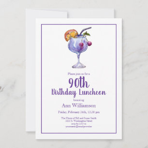 Watercolor Feest Cocktail 90ste Verjaardag Kaart