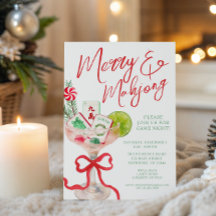 Watercolor Feestelijke Mahjong Kerst Cocktail Fees