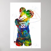 Watercolor Female Basketball Player Poster (Voorkant)