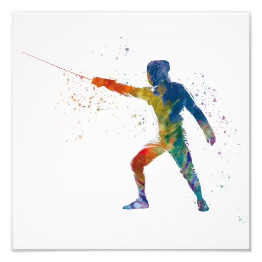 watercolor fencing foto afdruk (Voorkant)