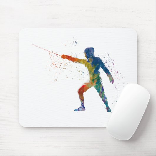 watercolor fencing muismat (Met muis)