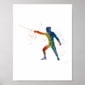 watercolor fencing poster (Voorkant)