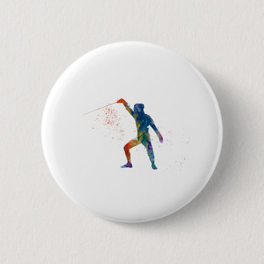 watercolor fencing ronde button 5,7 cm (Voorkant)