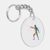 watercolor fencing sleutelhanger (Voorkant Links)