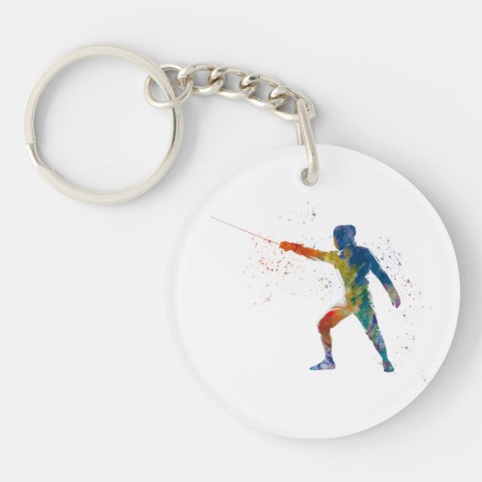 watercolor fencing sleutelhanger (Voorkant)