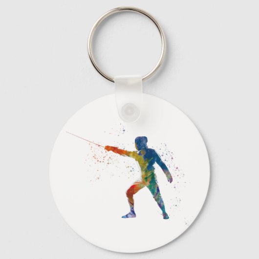 watercolor fencing sleutelhanger (Voorkant)