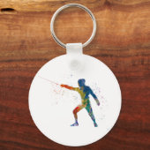 watercolor fencing sleutelhanger (Voorkant)