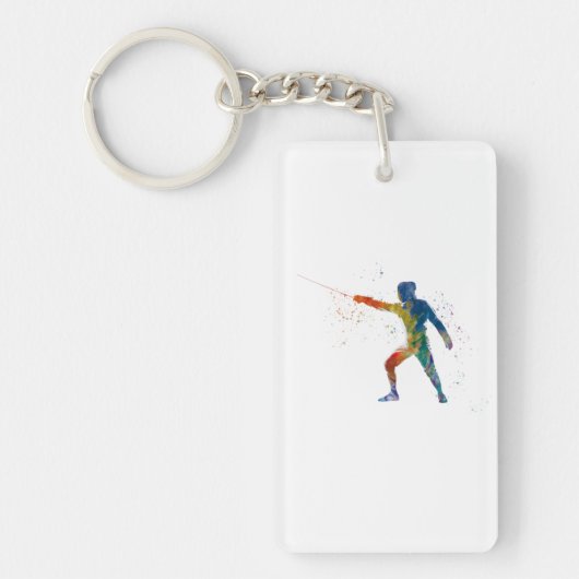 watercolor fencing sleutelhanger (Voorkant)