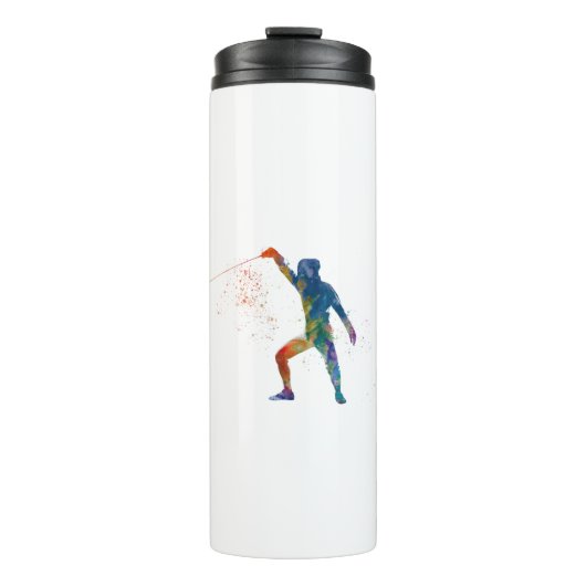 watercolor fencing thermosbeker (Voorkant)