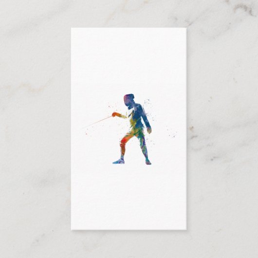 watercolor fencing visitekaartje (Voorkant)