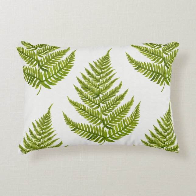Watercolor Fern Pattern Accent Kussen (Voorkant)
