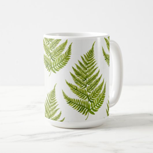 Watercolor Fern Pattern Koffiemok (Voorkant rechts)