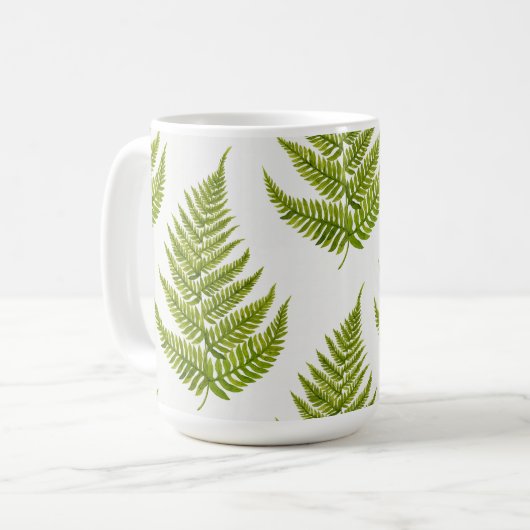 Watercolor Fern Pattern Koffiemok (Voorkant links)