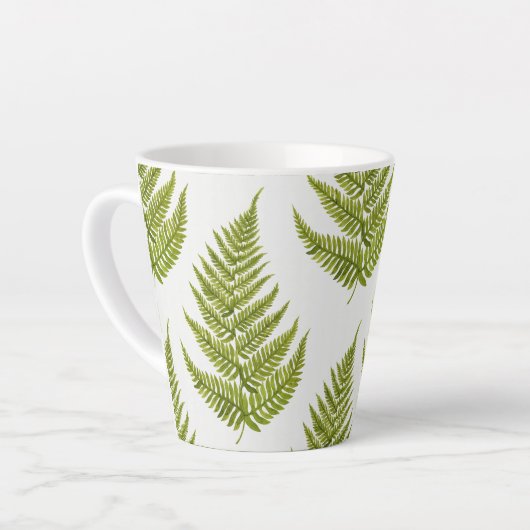 Watercolor Fern Pattern Latte Mok (Linkerhoek)