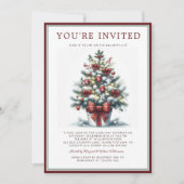 Watercolor Festive Christmas Tree Holiday Party  Kaart (Voorkant)