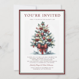 Watercolor Festive Christmas Tree Holiday Party  Kaart