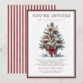 Watercolor Festive Christmas Tree Holiday Party  Kaart (Voorkant / Achterkant)