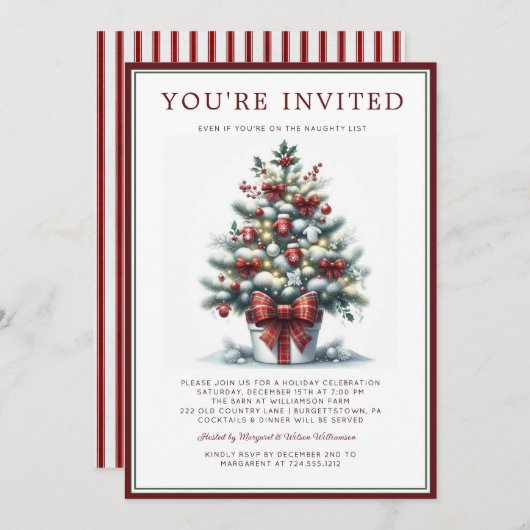 Watercolor Festive Christmas Tree Holiday Party  Kaart (Voorkant / Achterkant)