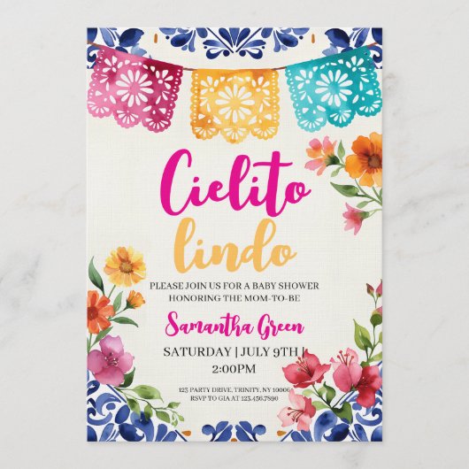 Watercolor Fiesta Cielito Lindo Baby Shower Kaart (Voorkant)