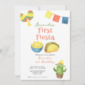 Watercolor Fiesta Eerste Verjaardag Kaart (Voorkant)