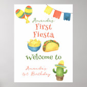 Watercolor Fiesta Eerste Verjaardag Poster (Voorkant)