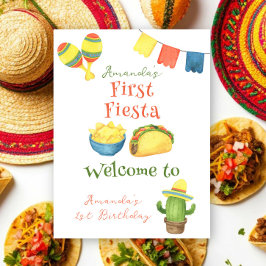 Watercolor Fiesta Eerste Verjaardag Poster