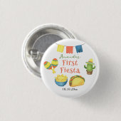Watercolor Fiesta Eerste Verjaardag Ronde Button 3,2 Cm (Voorkant /achterkant)