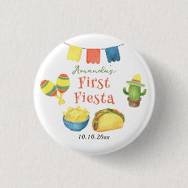Watercolor Fiesta Eerste Verjaardag Ronde Button 3,2 Cm